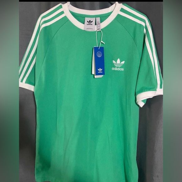 Men’s Adidas 3-Stripes Tee, Size L Green - Picture 1 of 1